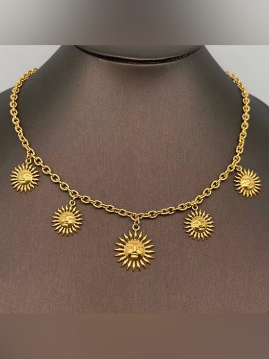 Anthropologie Jewelry - Gold Sunburst Pendant Necklace